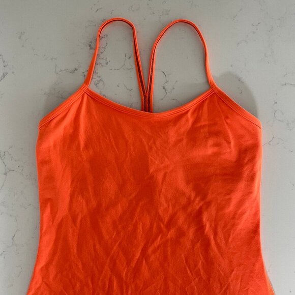 Lululemon Power Y Tank * Luon Light Yoga Workout Rback Top Pizzaz Orange Sz 6 - Picture 7 of 10